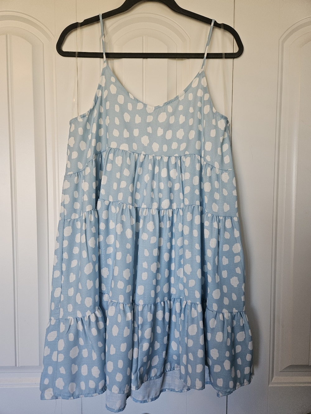 Peach Love California Blue and White Polka Dot Sundress Size Medium